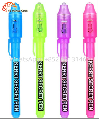 قلم حبر غير مرئي باللون البنفسجي السري قلم الرسائل السرية مع ضوء الأشعة فوق البنفسجية