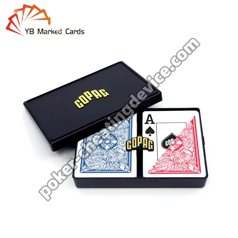 مجموعة بطاقات Copag Legacy البلاستيكية المميزة بترميز باركود أحمر / أزرق ذات فهرس جامبو مزدوجة المجموعة