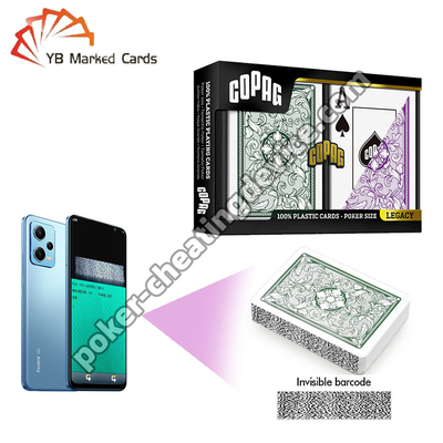 سلسلة Copag Legacy 100% بلاستيكية غير مرئية بطاقات الشريط الخادعة الخضراء / الأرجوانية