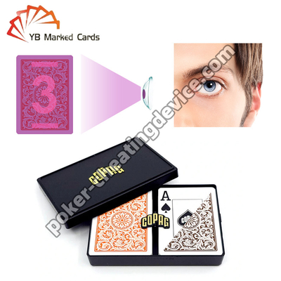 كوباج 1546 100٪ بلاستيك حبر غير مرئي بطاقات اللعب البرتقالي / البني مجموعة طابق